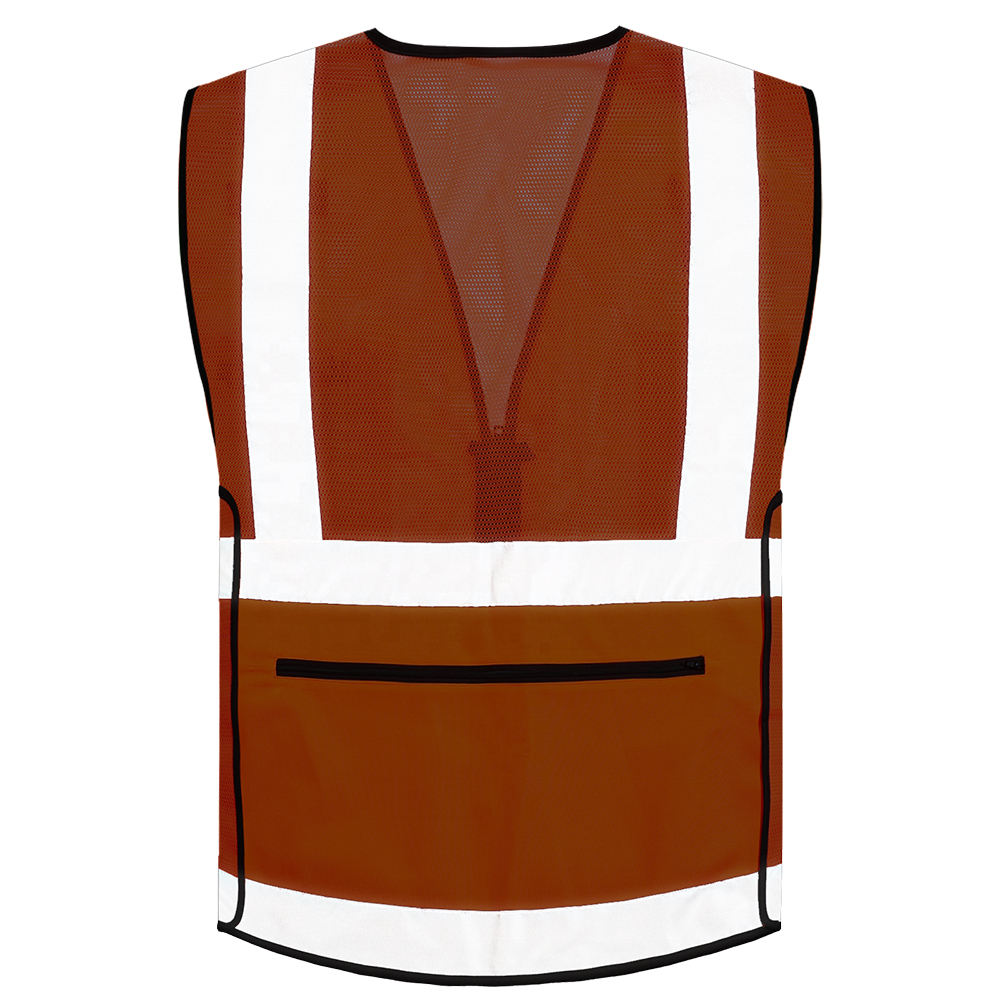 National Apparels Customized Black Reflective Safety Vest Company Logo With Pockets Custom Color Fluorescent Visibility Work Class 2 Safety Vest